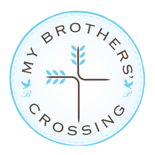 Round "My Brothers' Crossing logo with cross in the middle