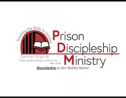 Prison Discipleship Ministry Logo with open bible and text "teaching the Bible to inmates"